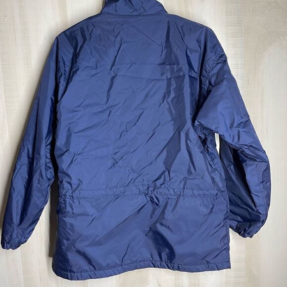 Columbia navy coat jacket fleece‎ lining cinch waist, size medium - Picture 2 of 16